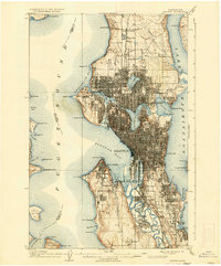 Seattle 1909 topographic map preview