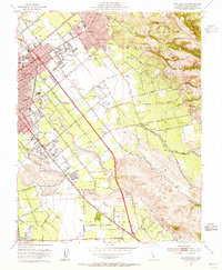 San Jose East 1953 topographic map thumbnail