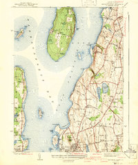 Prudence Island 1942 topographic map thumbnail