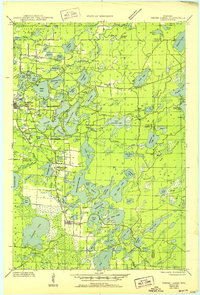 Three Lakes 1945 topographic map thumbnail