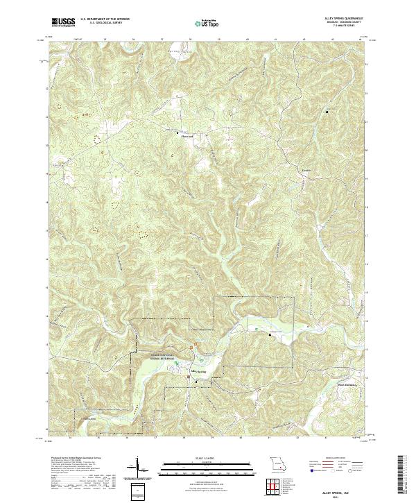 Alley Spring topographic map thumbnail