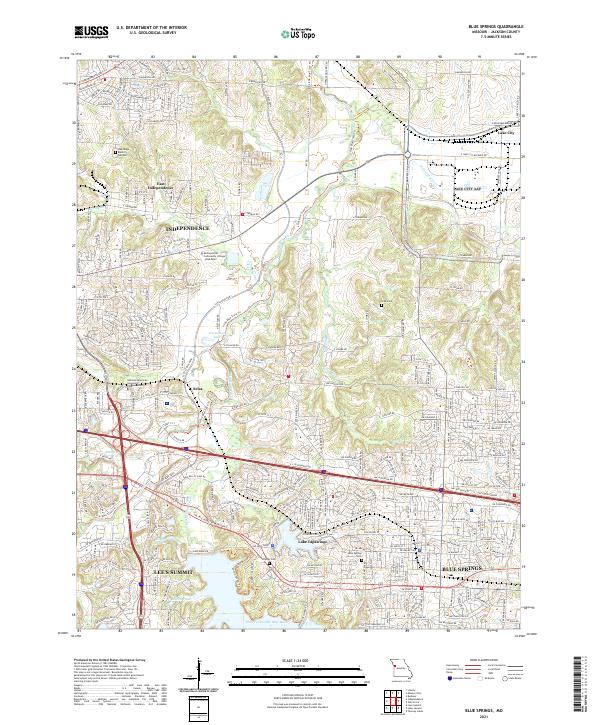 Blue Springs topographic map thumbnail