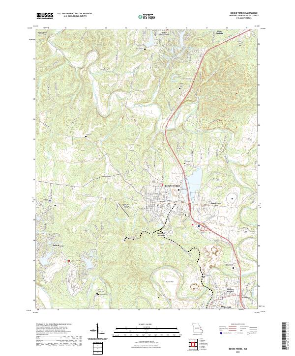 Bonne Terre topographic map thumbnail