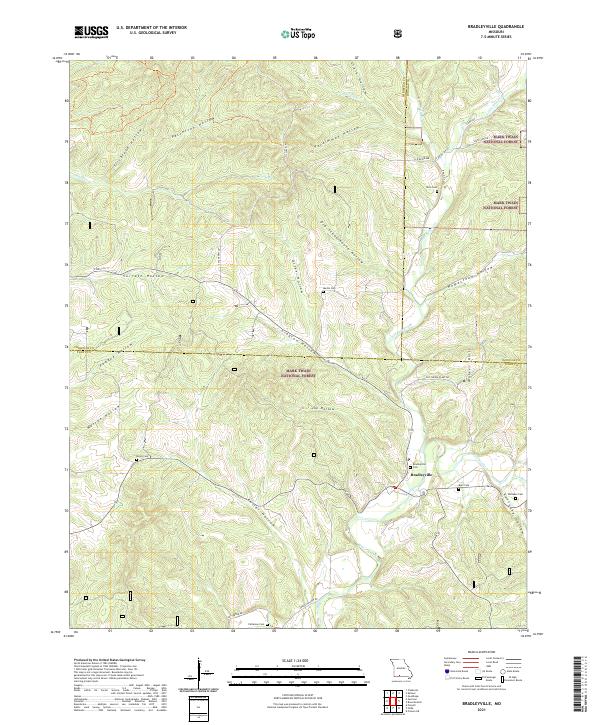 Bradleyville topographic map thumbnail