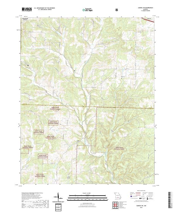 Cabool SW topographic map thumbnail