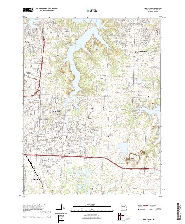 Lake Jacomo topographic map thumbnail