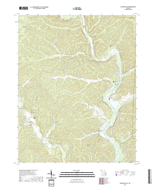 Lesterville SE topographic map thumbnail