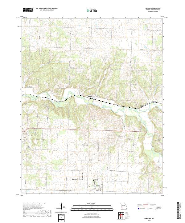 Newtonia topographic map thumbnail
