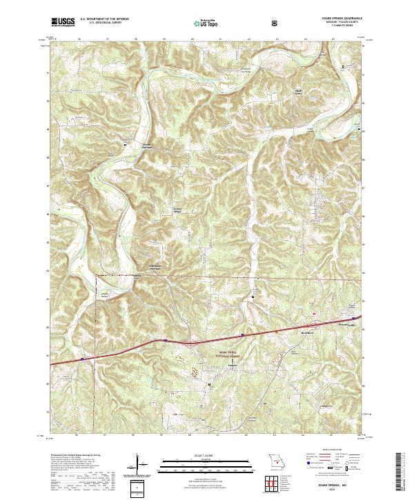 Ozark Springs topographic map thumbnail