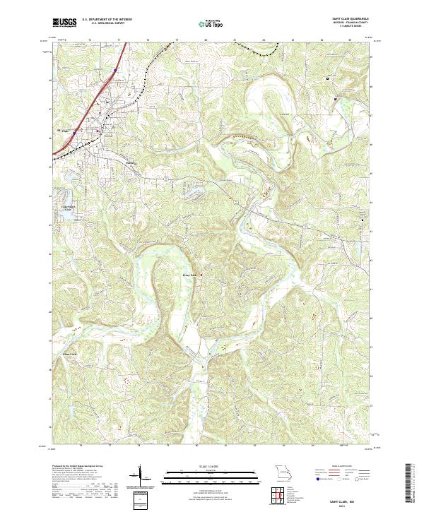 Saint Clair 2021 topographic map thumbnail