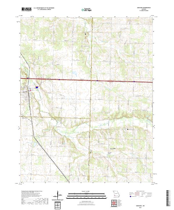 Sarcoxie 2021 topographic map thumbnail
