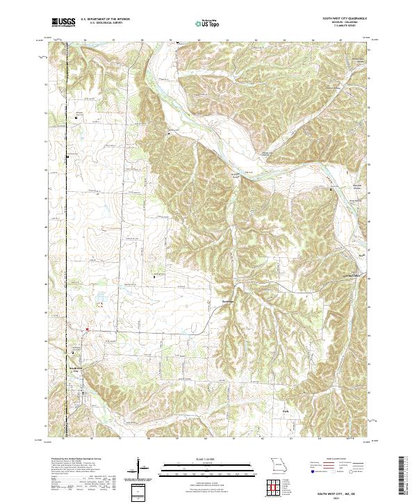 South West City topographic map thumbnail