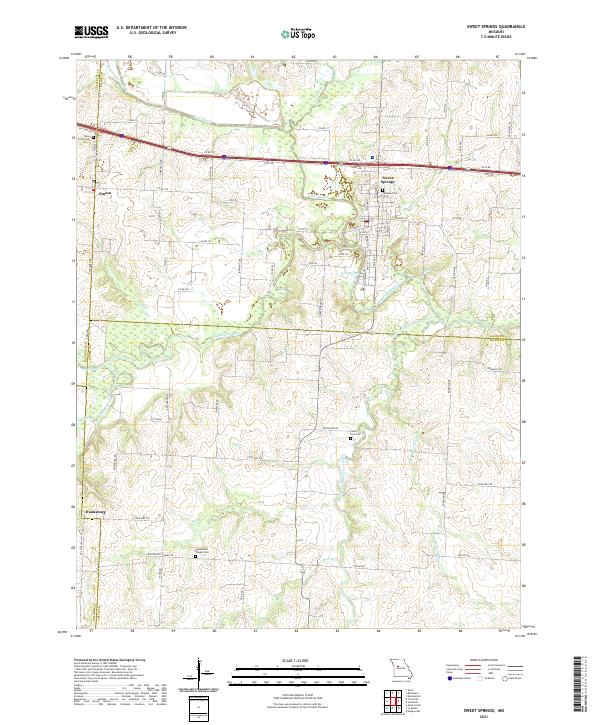 Sweet Springs topographic map thumbnail