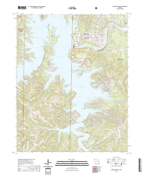 Table Rock Dam topographic map thumbnail