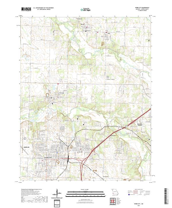 Webb City topographic map thumbnail