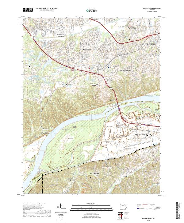 Weldon Spring topographic map thumbnail