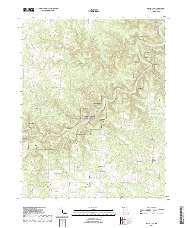 Jam Up Cave topographic map thumbnail