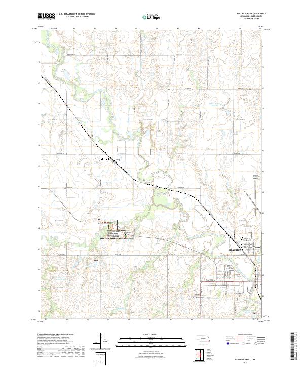Beatrice West topographic map thumbnail