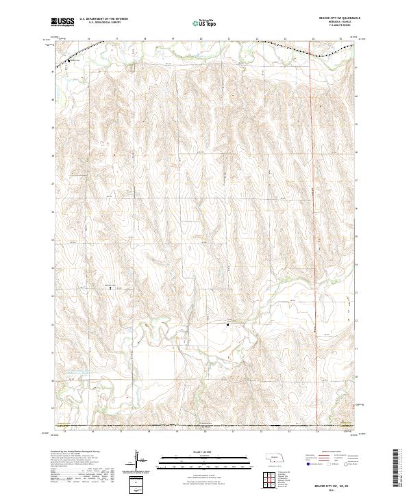 Beaver City SW topographic map thumbnail