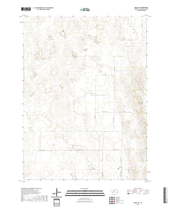 Brady NE topographic map thumbnail