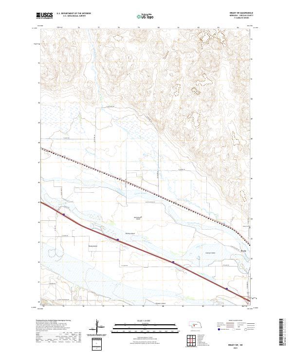 Brady SW topographic map thumbnail