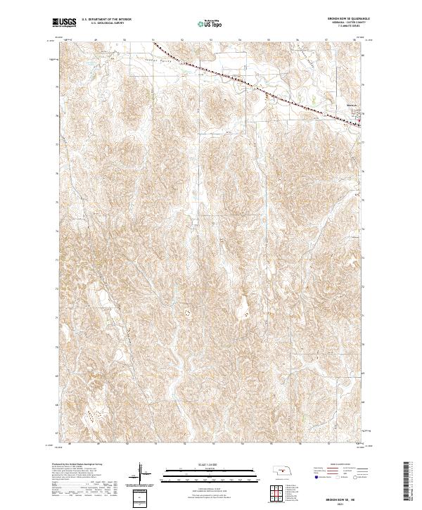 Broken Bow SE topographic map thumbnail