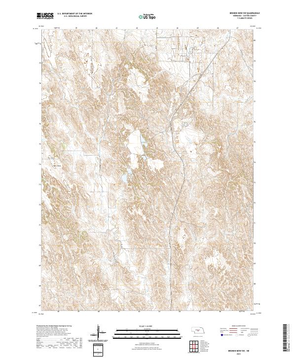 Broken Bow SW topographic map thumbnail