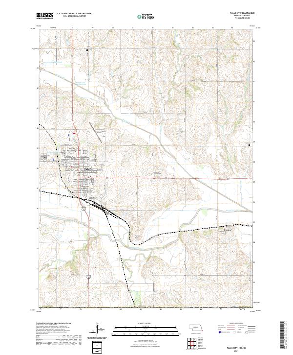 Falls City topographic map thumbnail