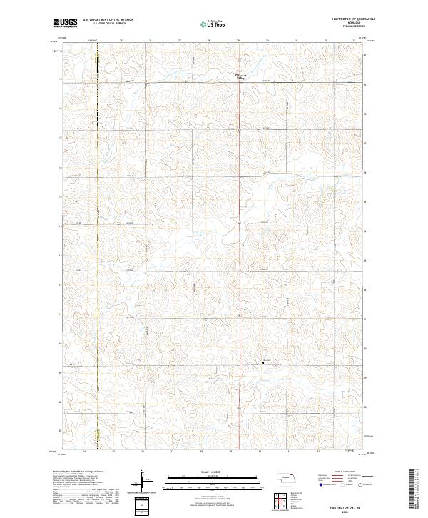 Hartington SW topographic map thumbnail