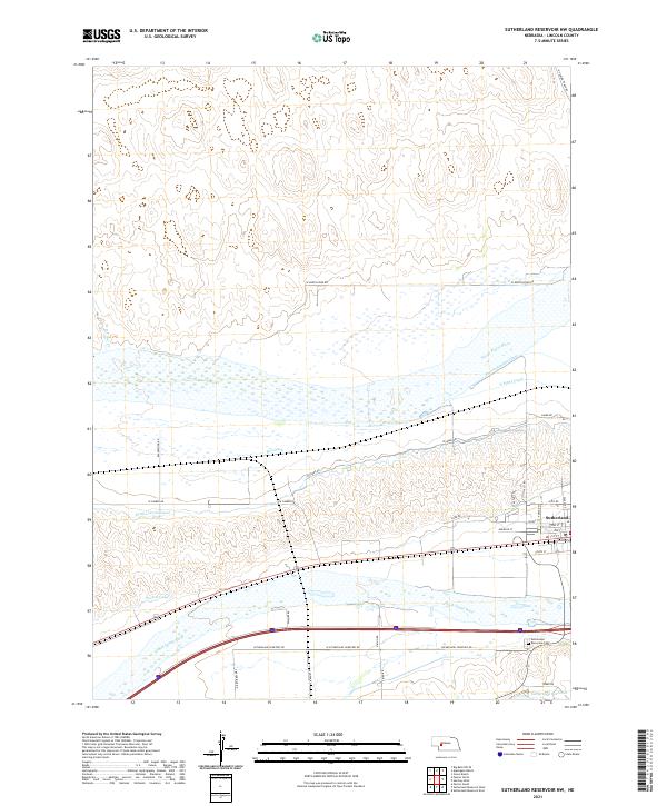 Sutherland Reservoir NW topographic map thumbnail