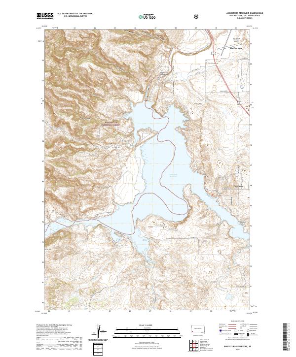 Angostura Reservoir topographic map thumbnail