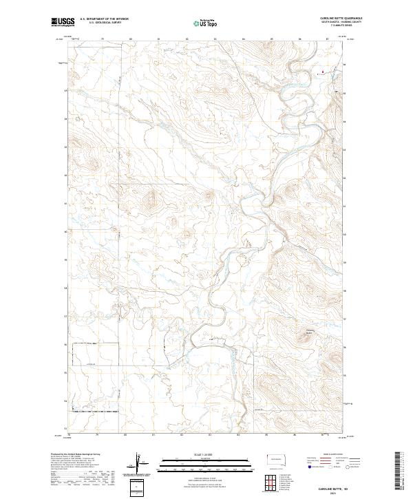 Caroline Butte topographic map thumbnail