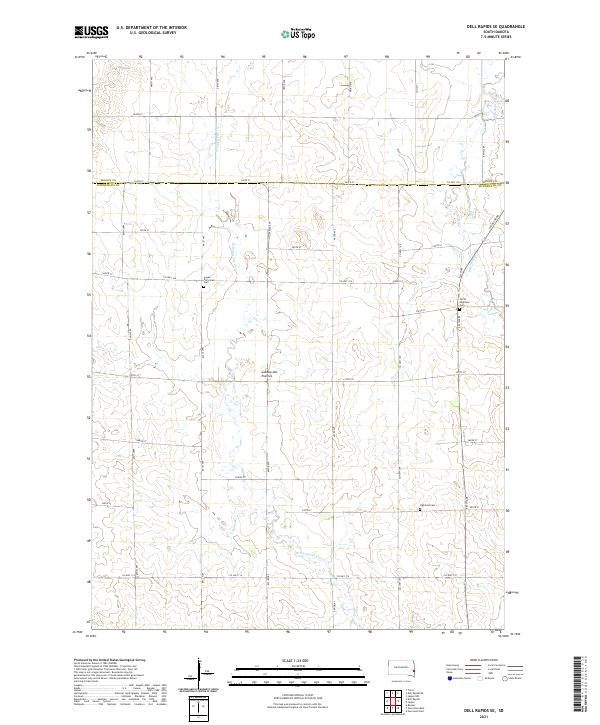 Dell Rapids SE topographic map thumbnail
