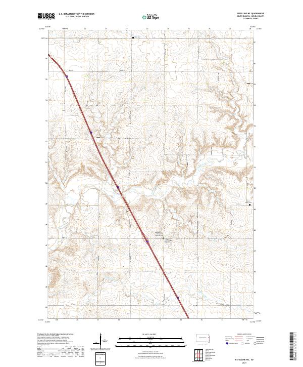 Estelline NE topographic map thumbnail