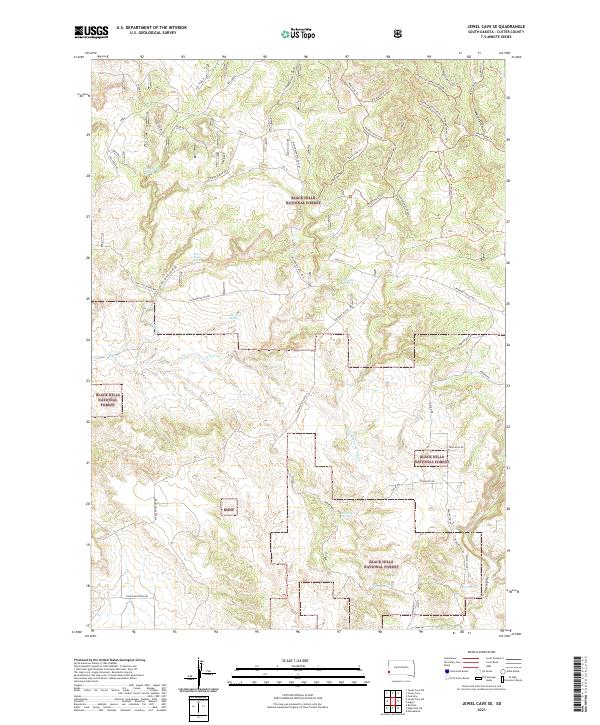 Jewel Cave SE topographic map thumbnail