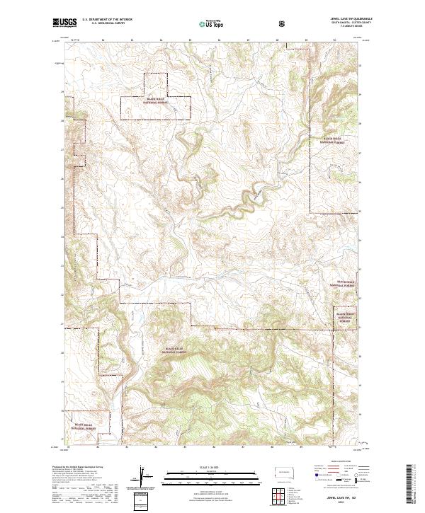 Jewel Cave SW topographic map thumbnail