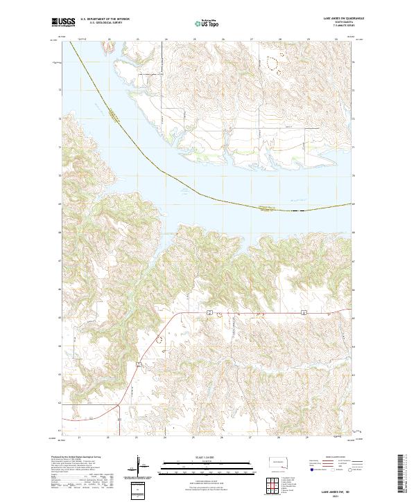 Lake Andes SW topographic map thumbnail