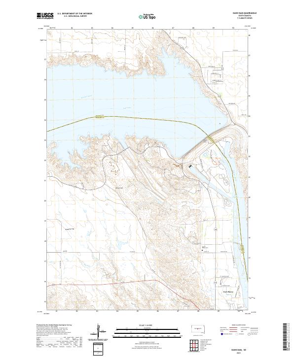 Oahe Dam topographic map thumbnail