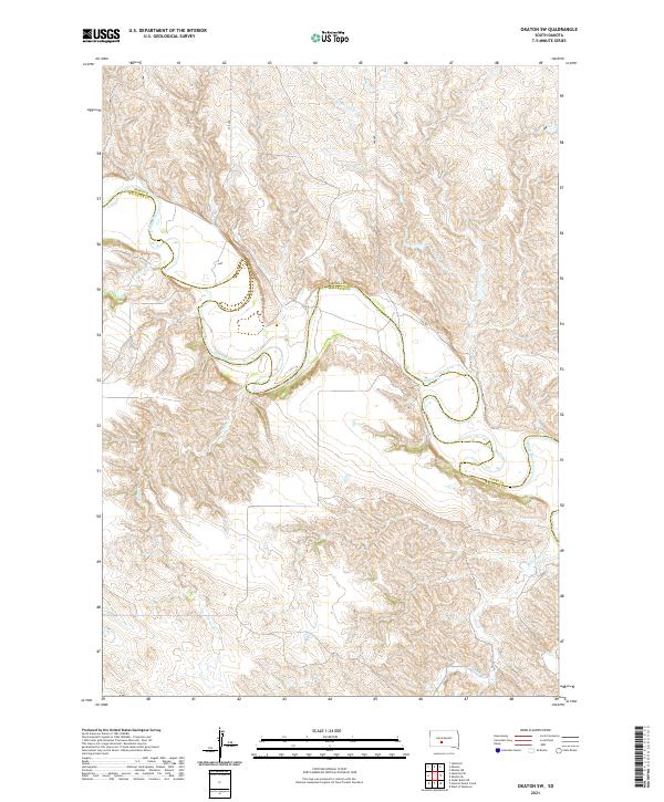 Okaton SW topographic map thumbnail