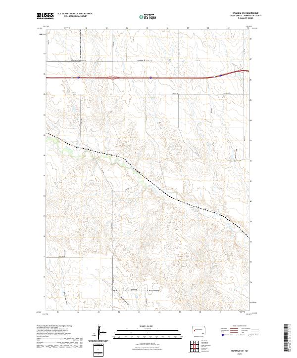 Owanka SW topographic map thumbnail