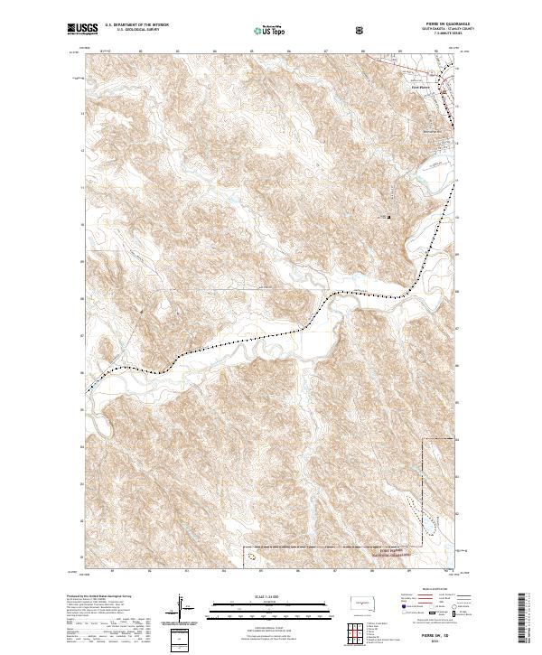 Pierre SW topographic map thumbnail