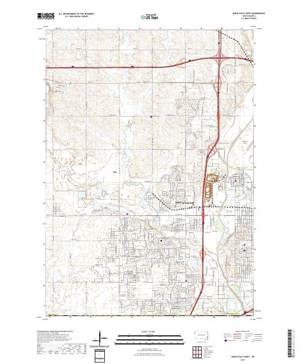 Sioux Falls West topographic map thumbnail