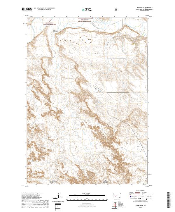 Wanblee NE 2021 topographic map thumbnail