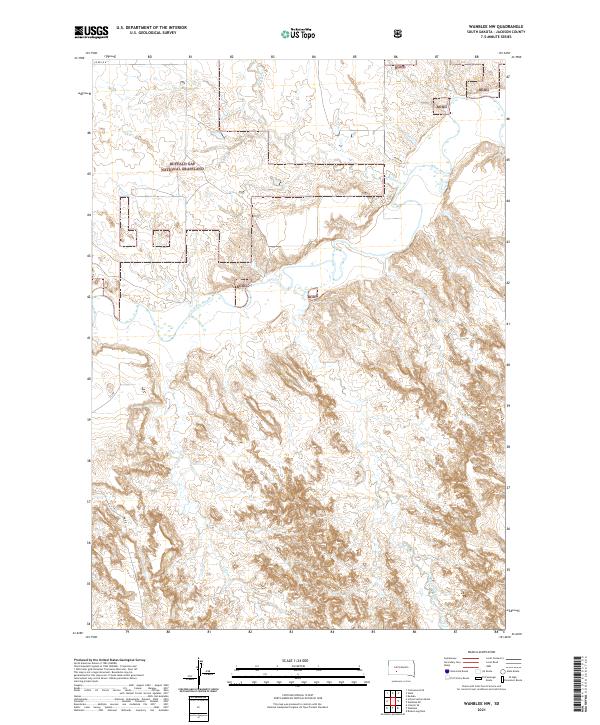 Wanblee NW 2021 topographic map thumbnail