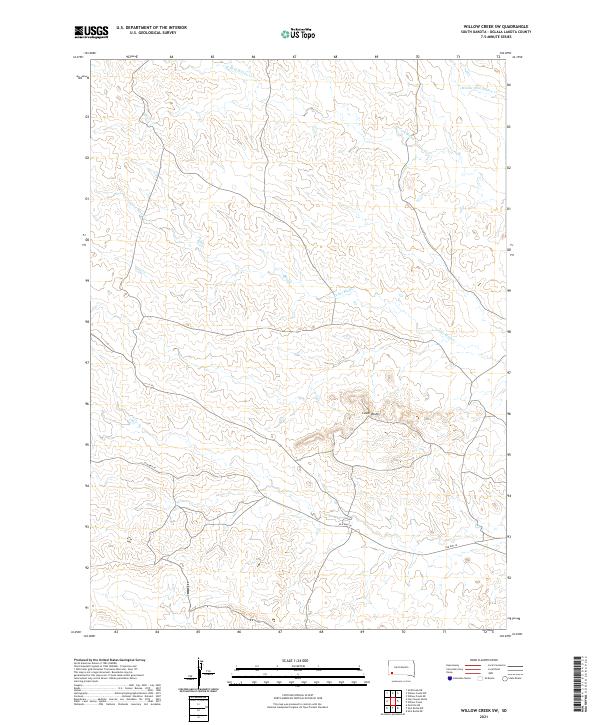 Willow Creek SW topographic map thumbnail