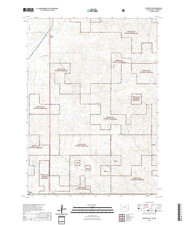 Oelrichs SW topographic map thumbnail