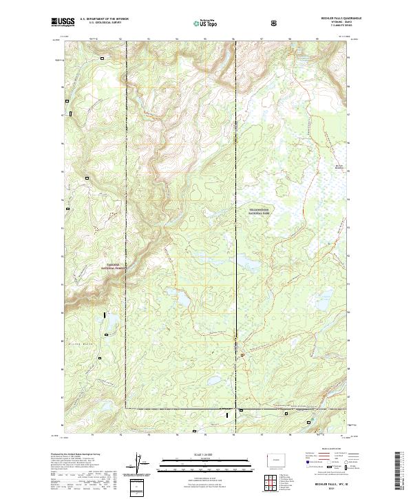 Bechler Falls topographic map thumbnail