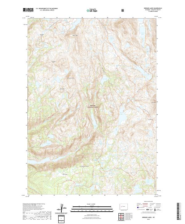 Bridger Lakes topographic map thumbnail
