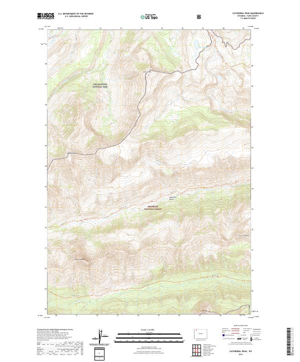 Cathedral Peak topographic map thumbnail