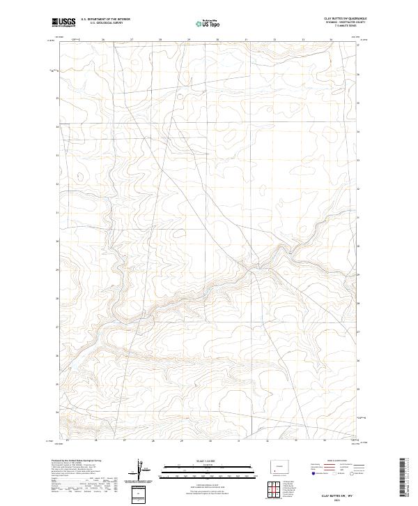 Clay Buttes SW topographic map thumbnail